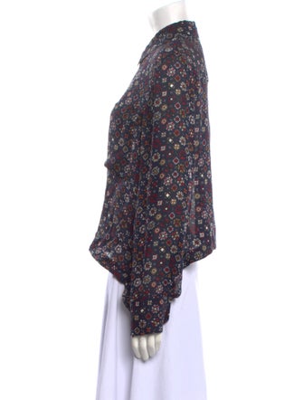 Derek Lam 10 Crosby Silk Floral Print Button-Up Top