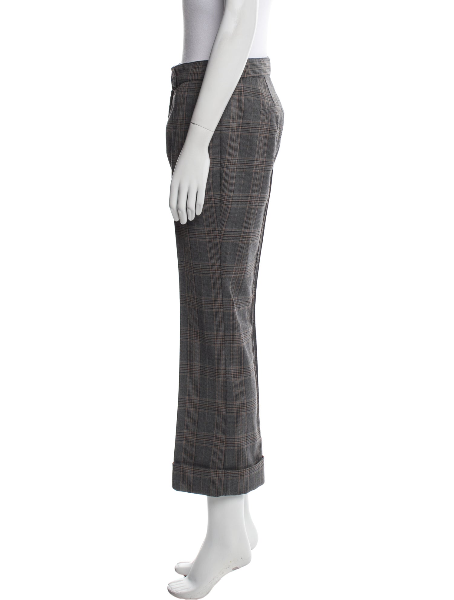 Derek Lam 10 Crosby Plaid Print Wide Leg Pants