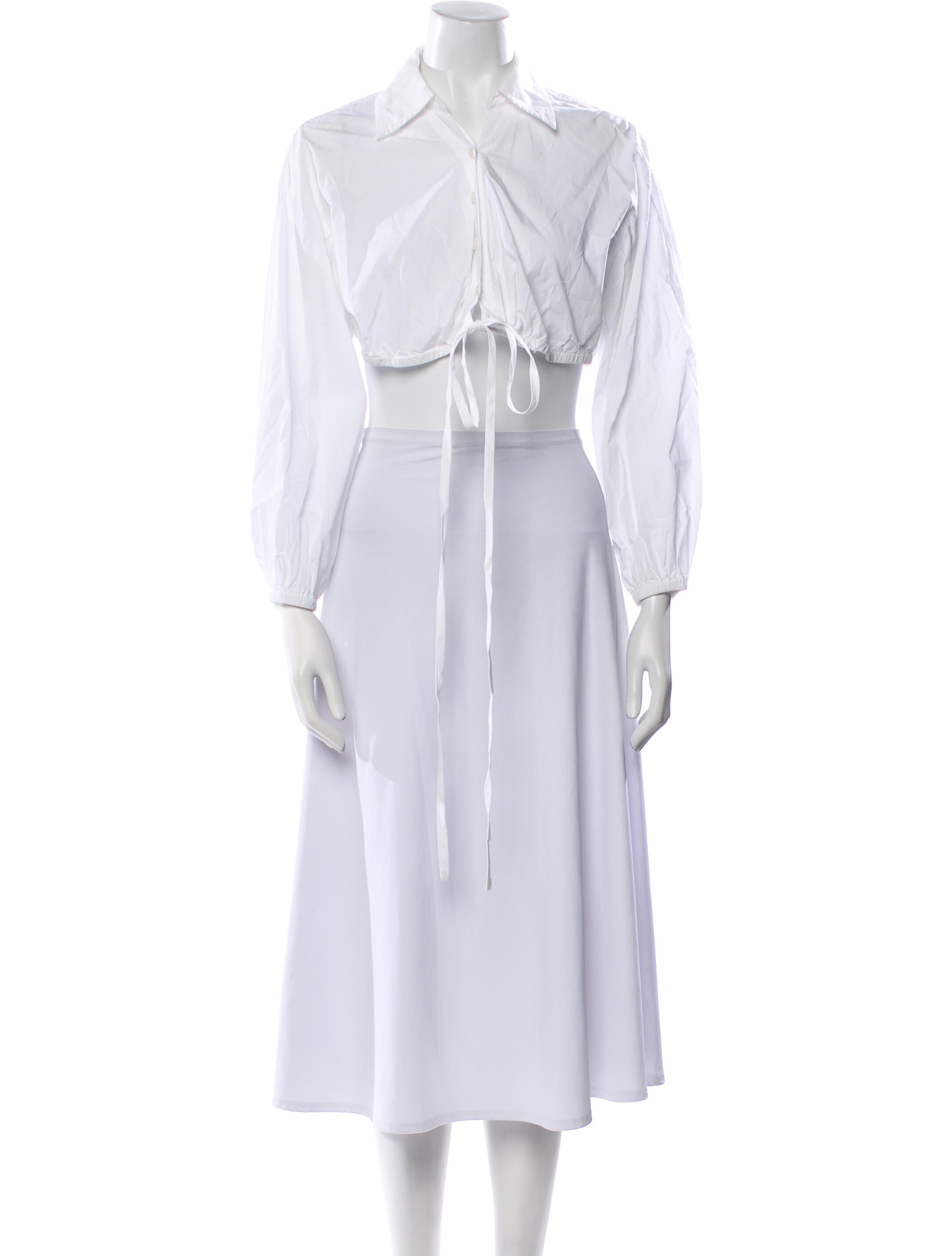 Derek Lam 10 Crosby Three-Quarter Sleeve Crop Top