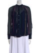 Derek Lam 10 Crosby Striped Mock Neck Button-Up Top