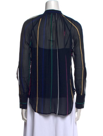 Derek Lam 10 Crosby Striped Mock Neck Button-Up Top