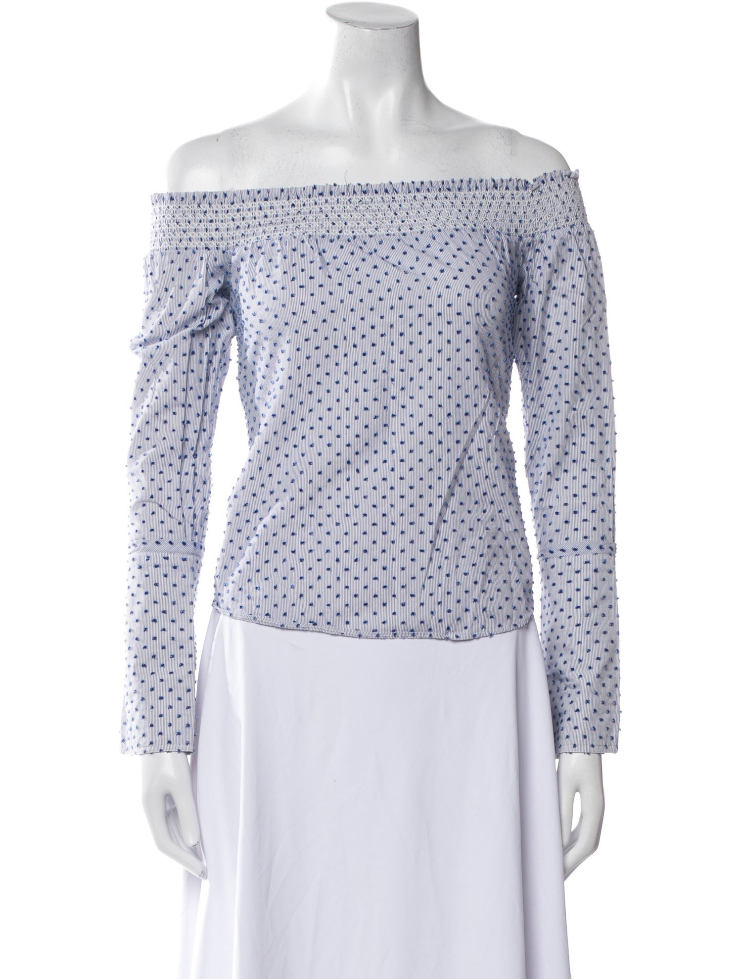 Derek Lam 10 Crosby Printed Off-The-Shoulder Crop Top