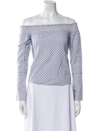 Derek Lam 10 Crosby Printed Off-The-Shoulder Crop Top