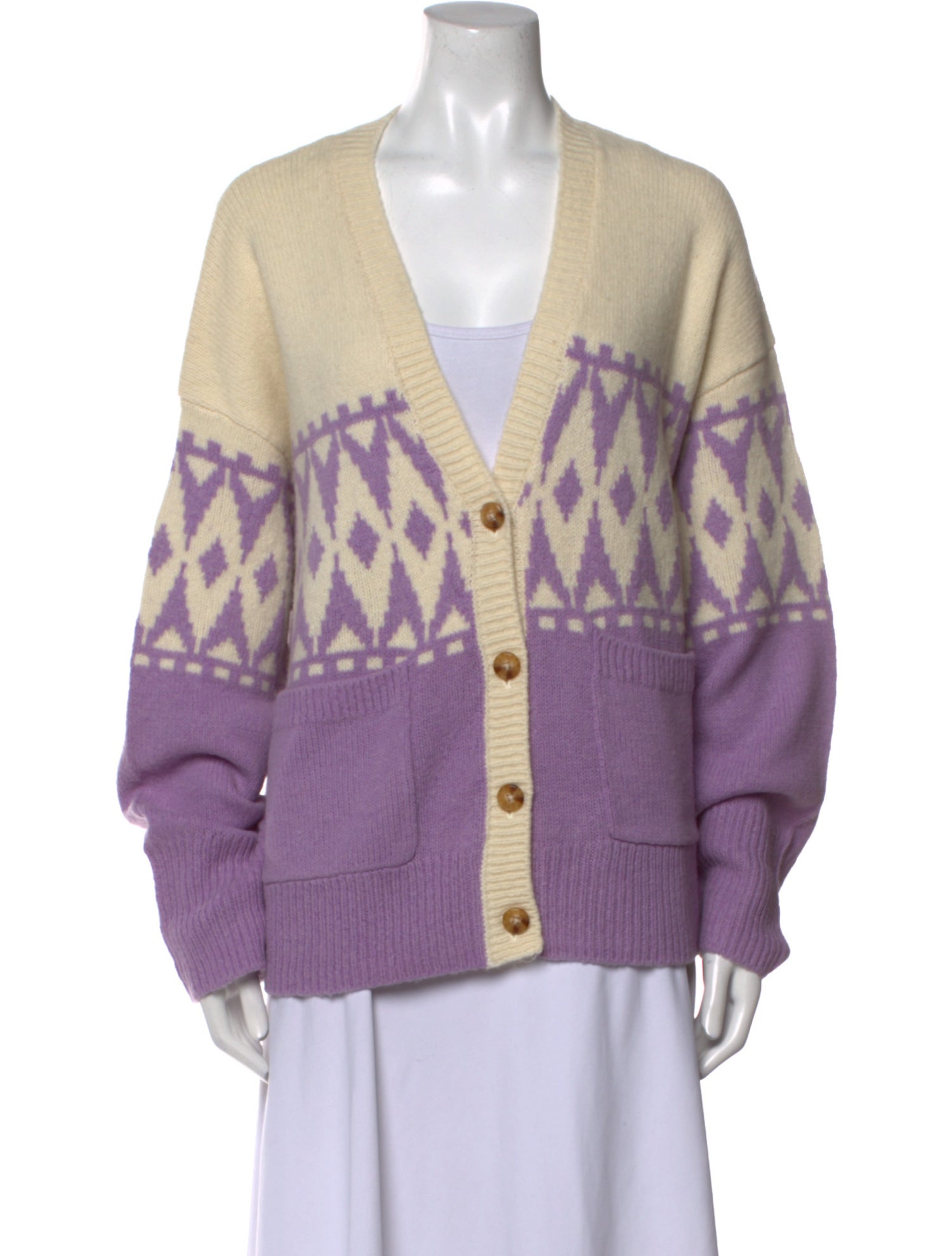 Derek Lam 10 Crosby Printed V-Neck Sweater w/ Tags