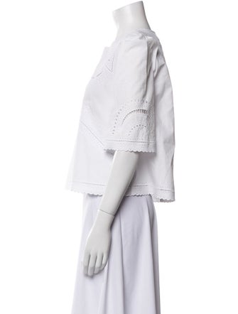 Derek Lam 10 Crosby Crew Neck Three-Quarter Sleeve Crop Top