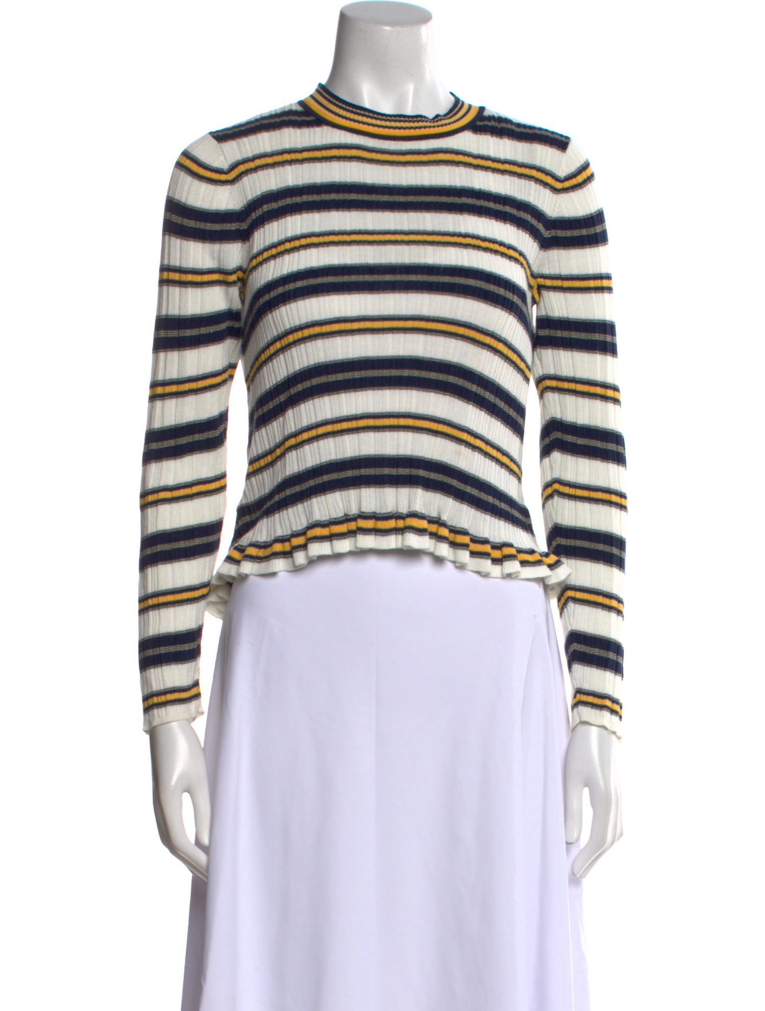 Derek Lam 10 Crosby Striped Crew Neck Crop Top