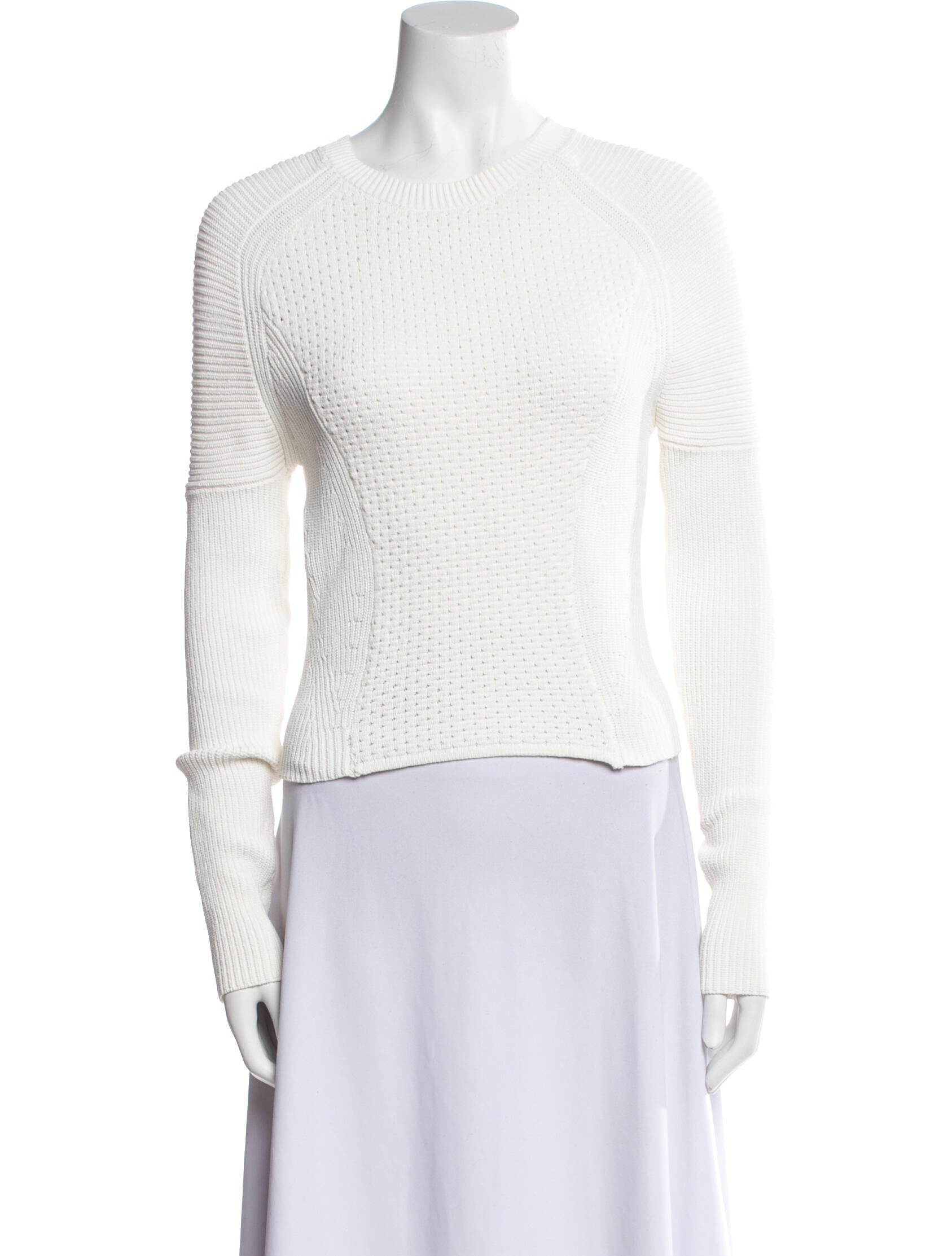 Derek Lam 10 Crosby Crew Neck Long Sleeve Crop Top
