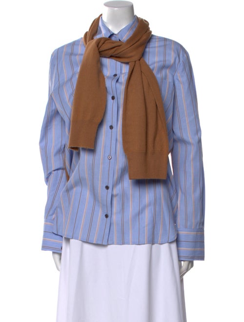 Derek Lam 10 Crosby Striped Mock Neck Button-Up Top