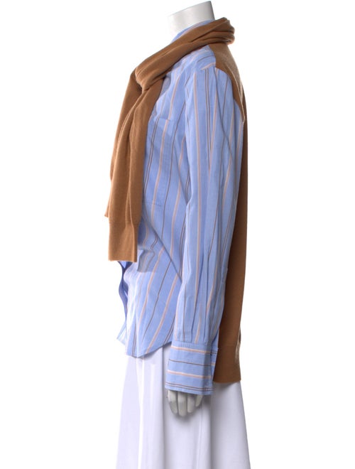 Derek Lam 10 Crosby Striped Mock Neck Button-Up Top