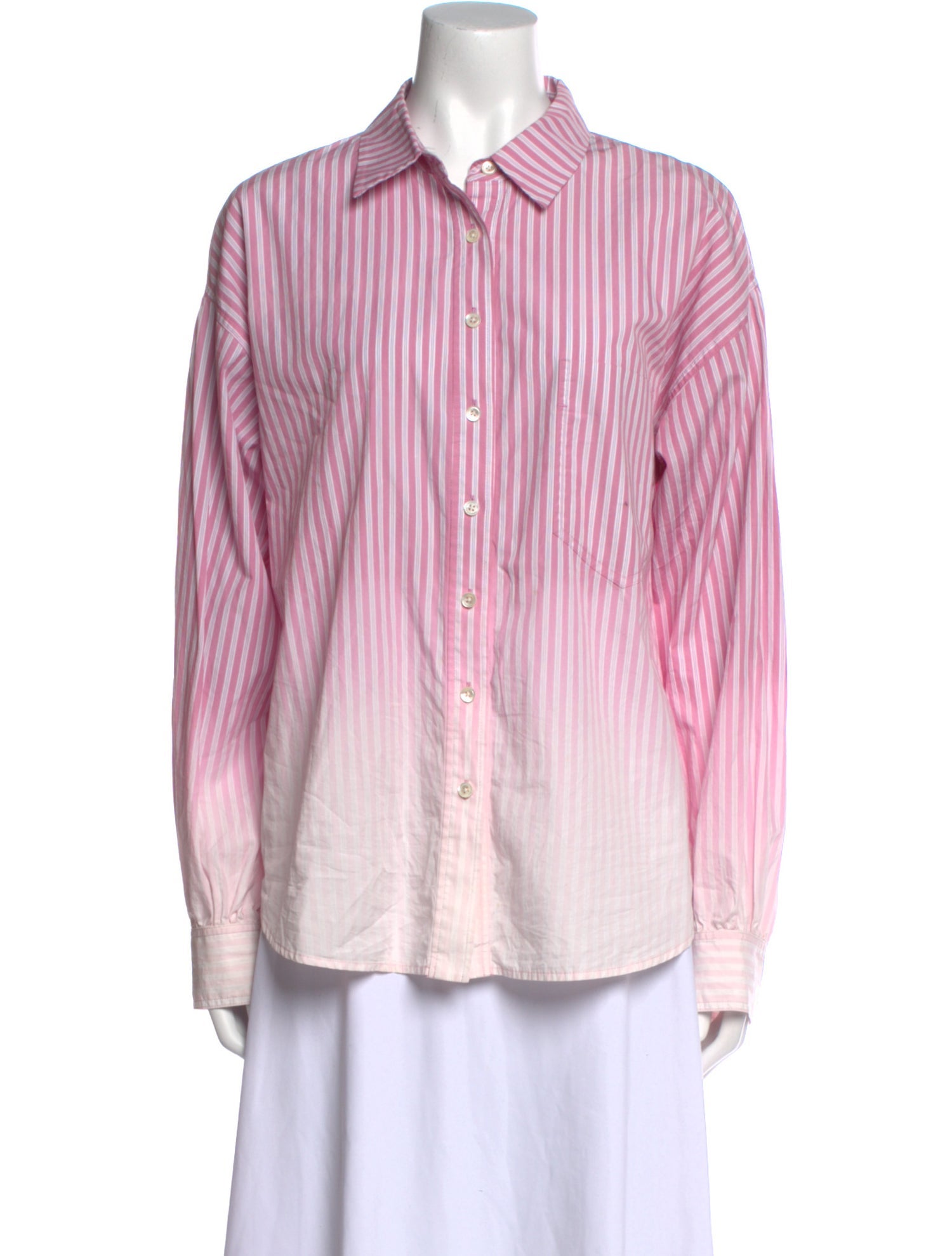 Derek Lam 10 Crosby Striped Long Sleeve Button-Up Top