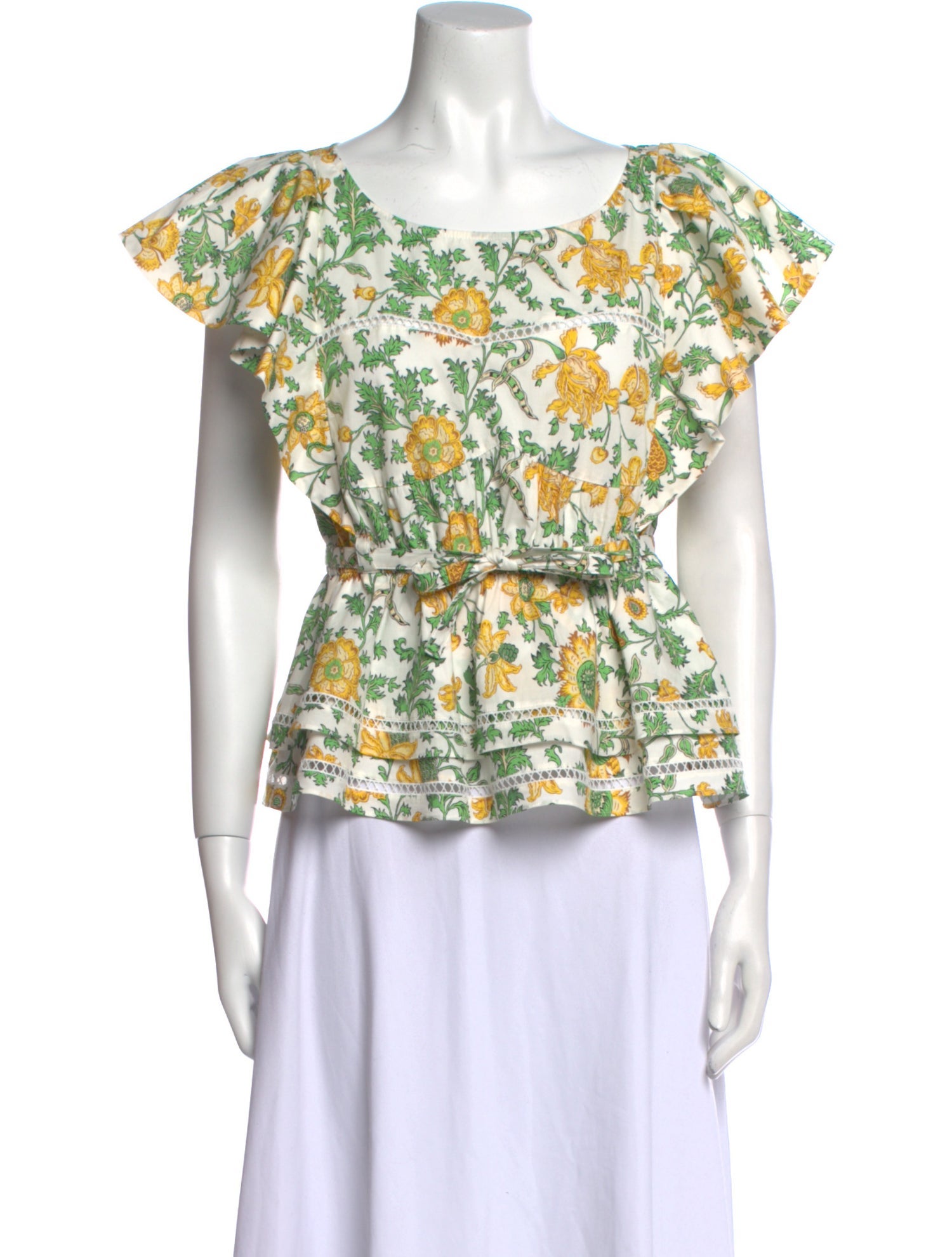 Derek Lam 10 Crosby Floral Print Bateau Neckline Blouse