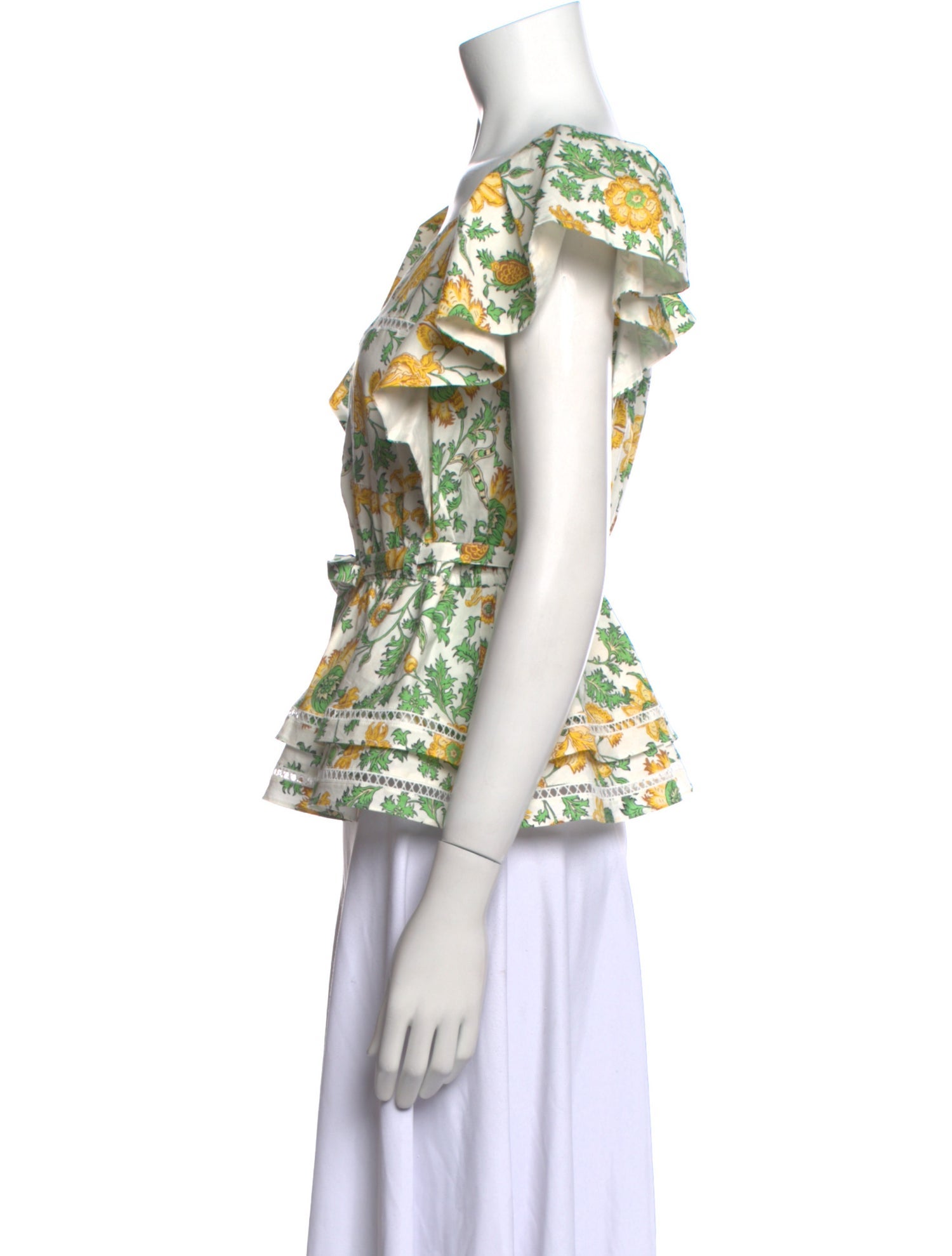 Derek Lam 10 Crosby Floral Print Bateau Neckline Blouse