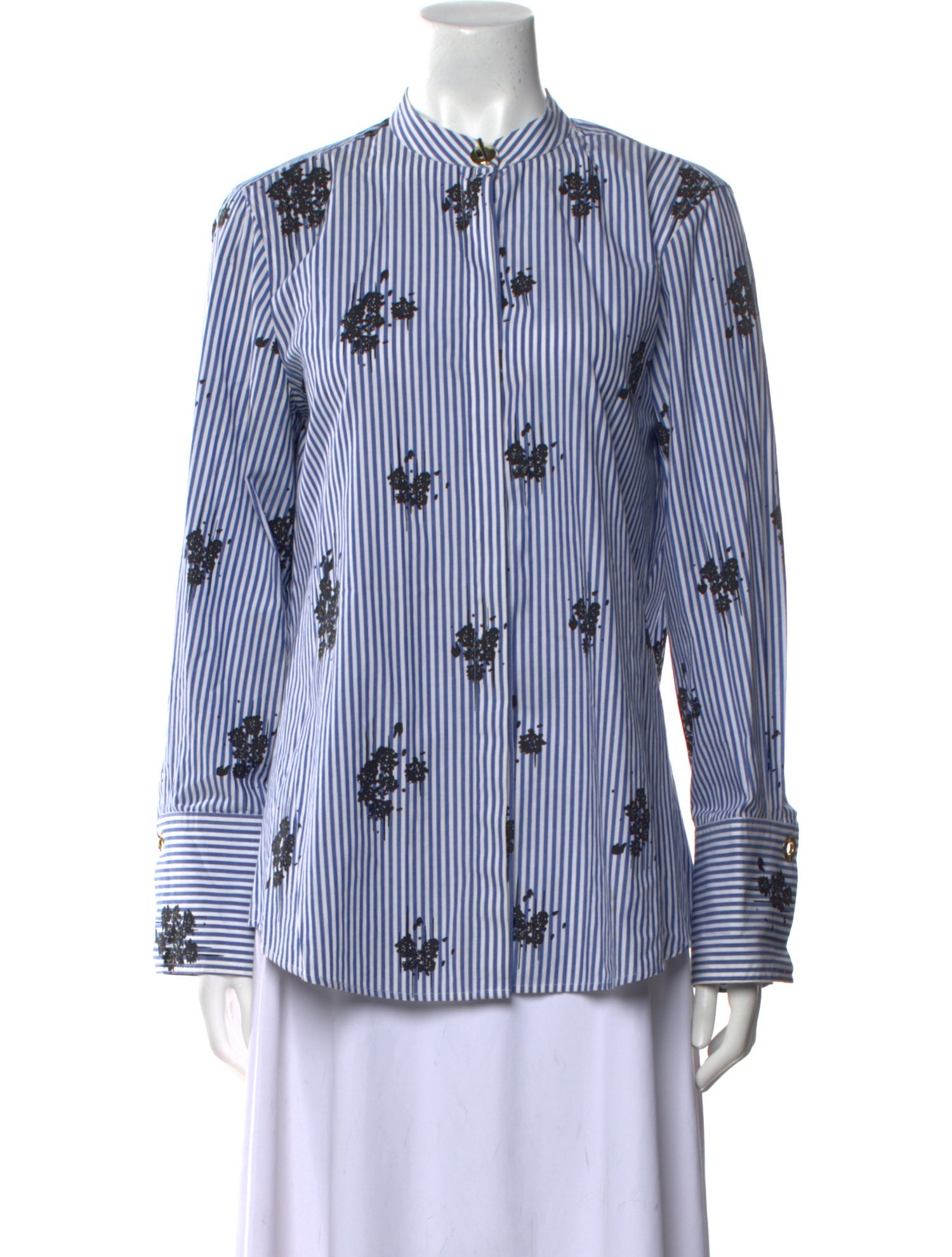 Derek Lam 10 Crosby Striped Long Sleeve Button-Up Top