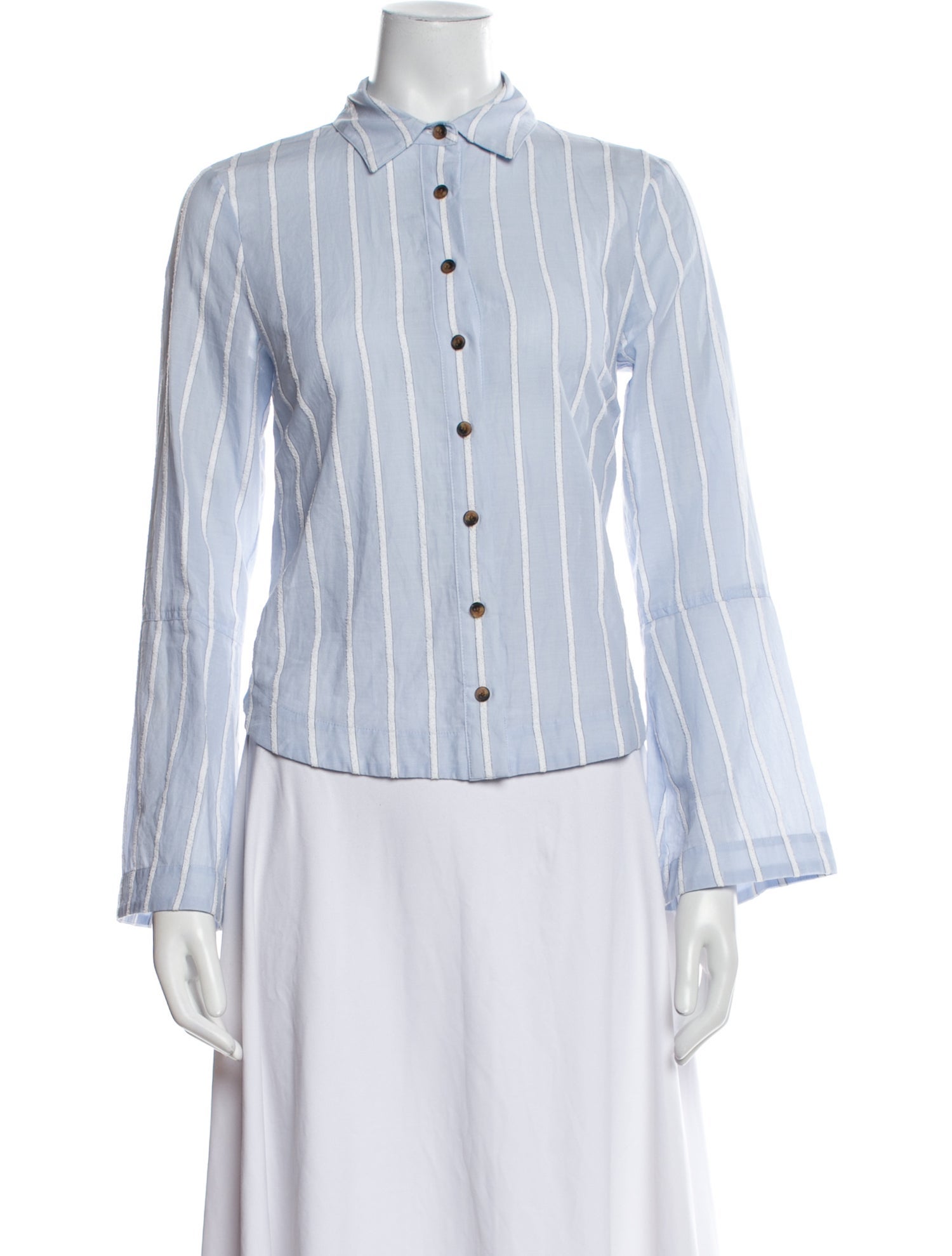 Derek Lam 10 Crosby Striped Long Sleeve Button-Up Top