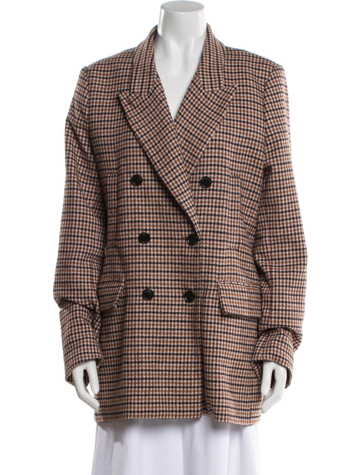 Derek Lam 10 Crosby Plaid Print Peacoat