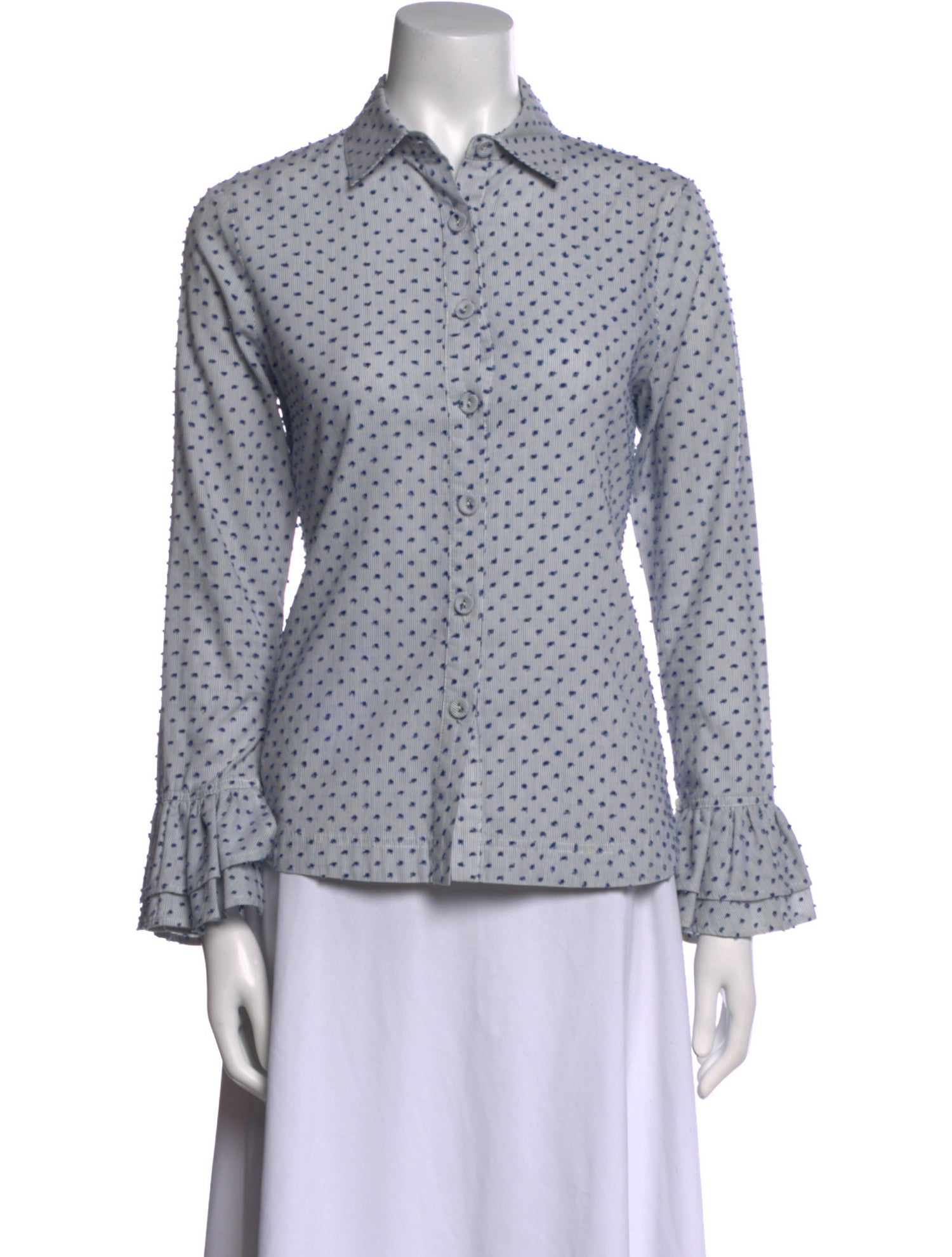 Derek Lam 10 Crosby Polka Dot Print Long Sleeve Button-Up Top