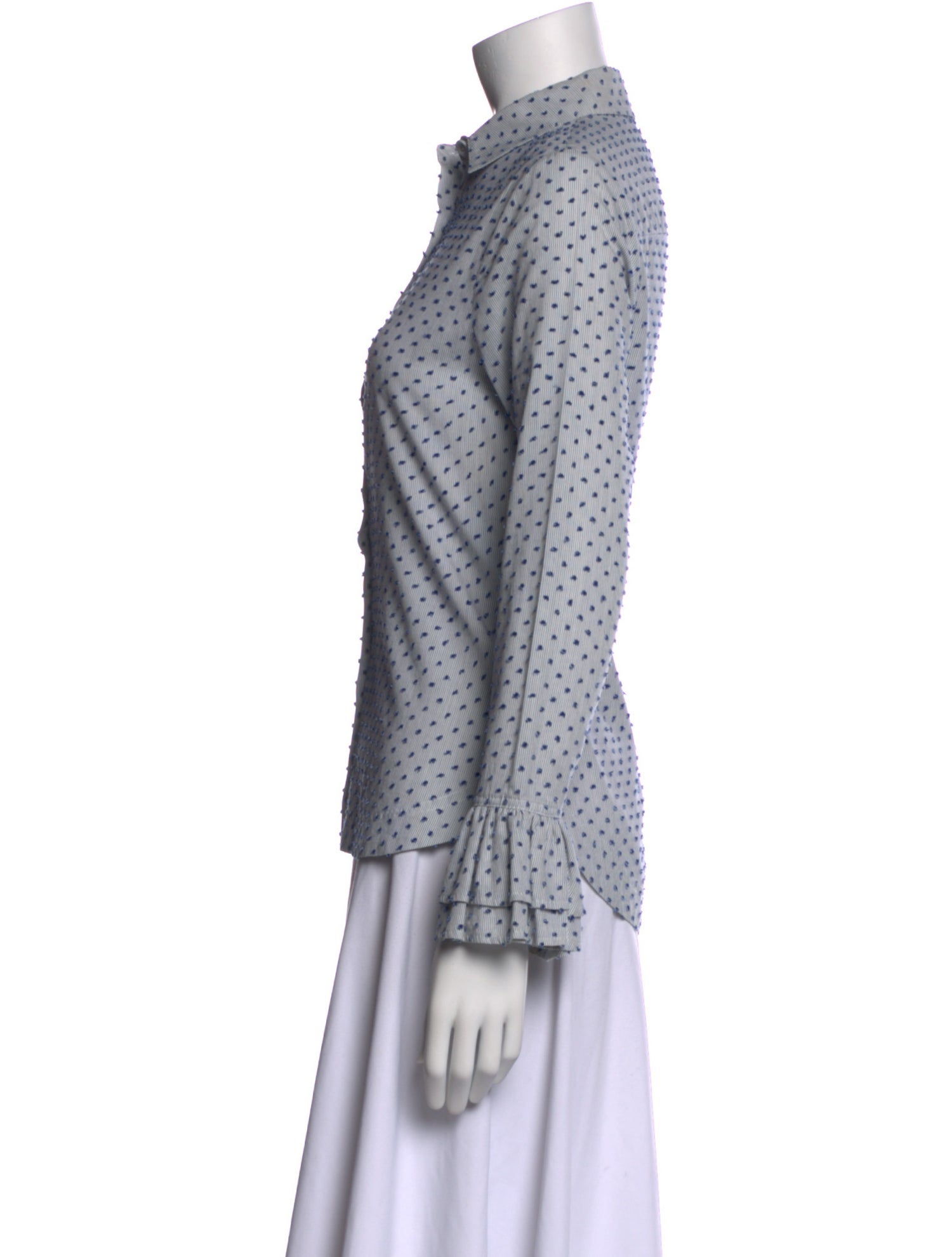 Derek Lam 10 Crosby Polka Dot Print Long Sleeve Button-Up Top