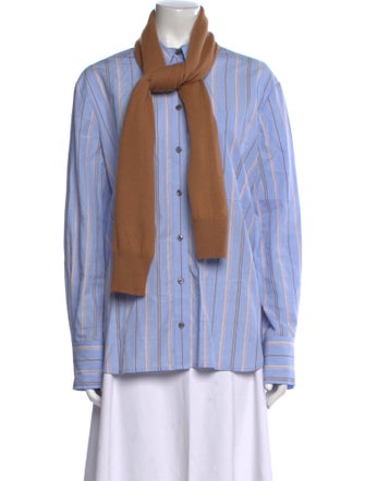 Derek Lam 10 Crosby Striped Mock Neck Button-Up Top