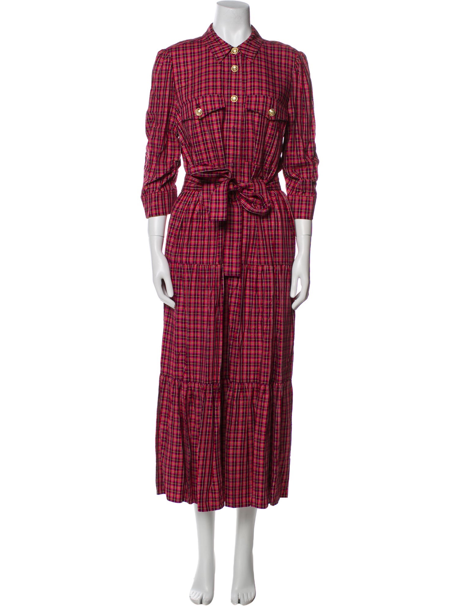 Derek Lam 10 Crosby Plaid Print Long Dress