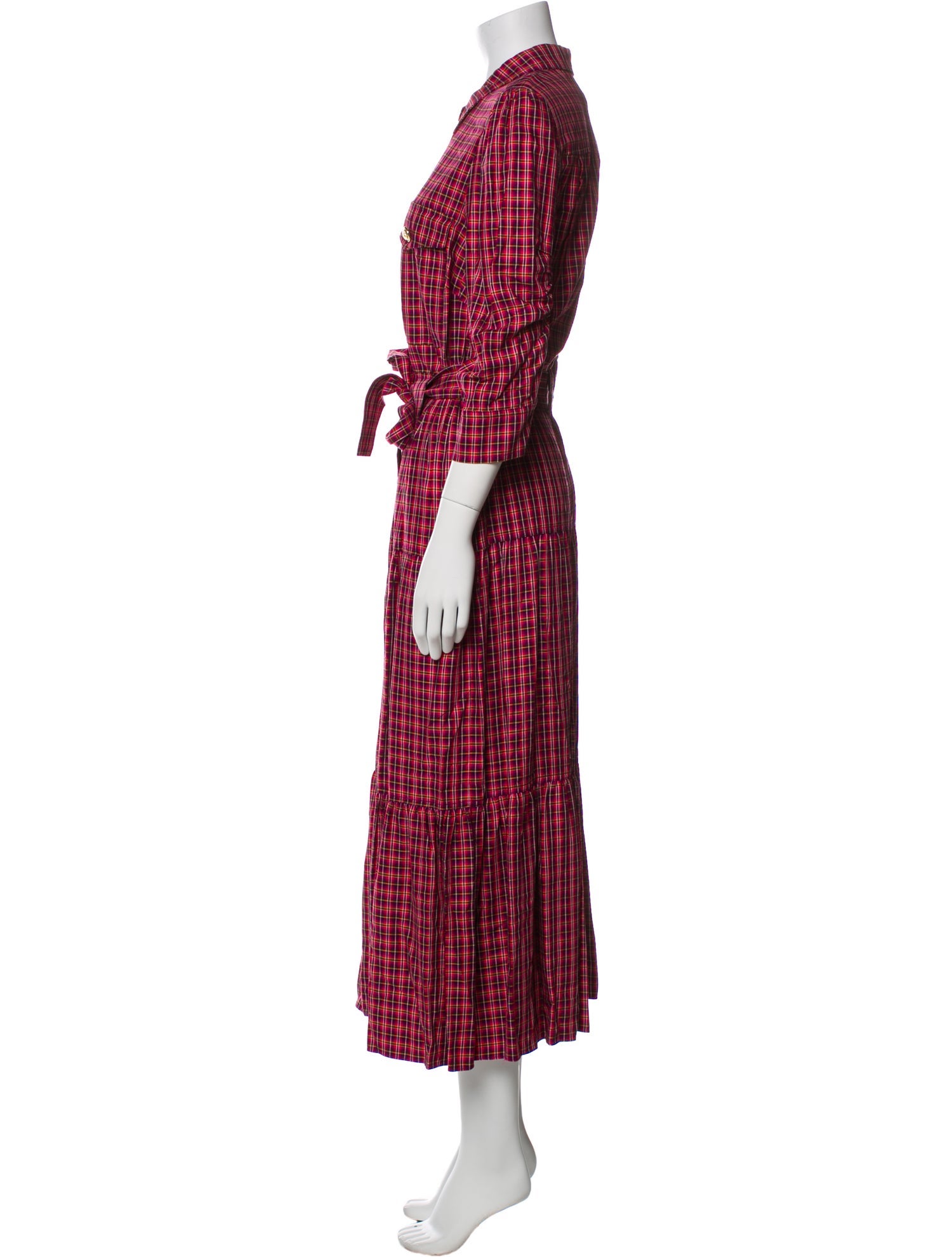 Derek Lam 10 Crosby Plaid Print Long Dress