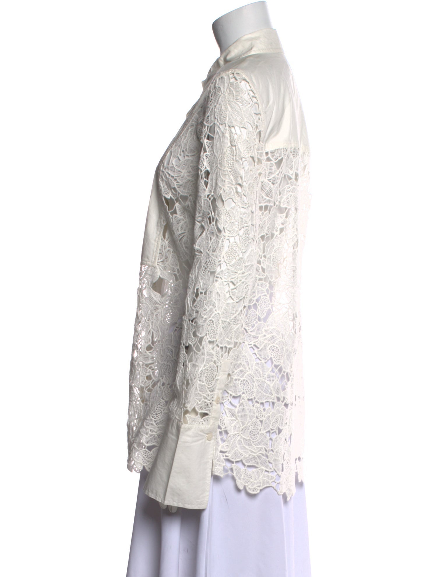 Derek Lam 10 Crosby Lace Pattern Long Sleeve Button-Up Top