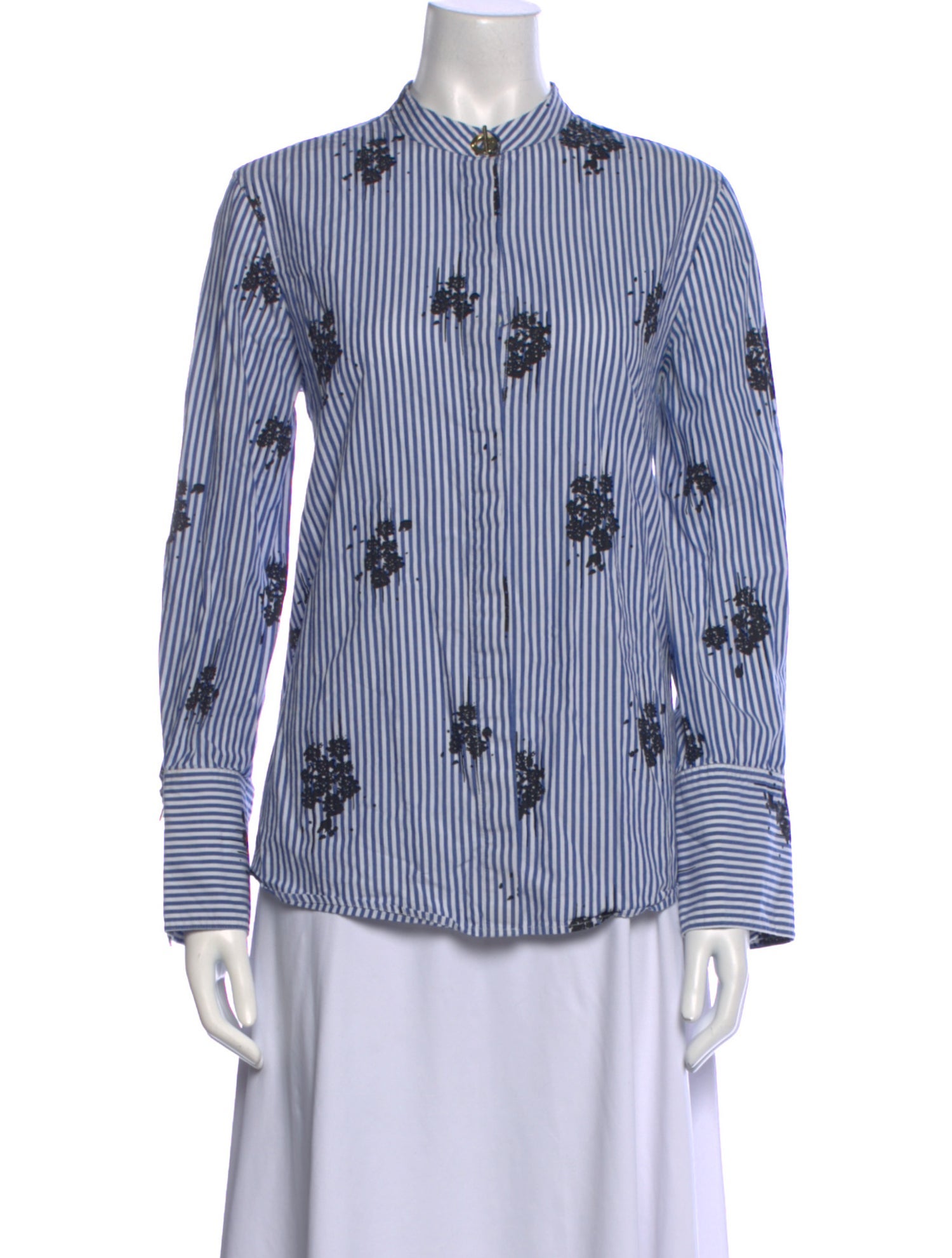 Derek Lam 10 Crosby Striped Long Sleeve Button-Up Top