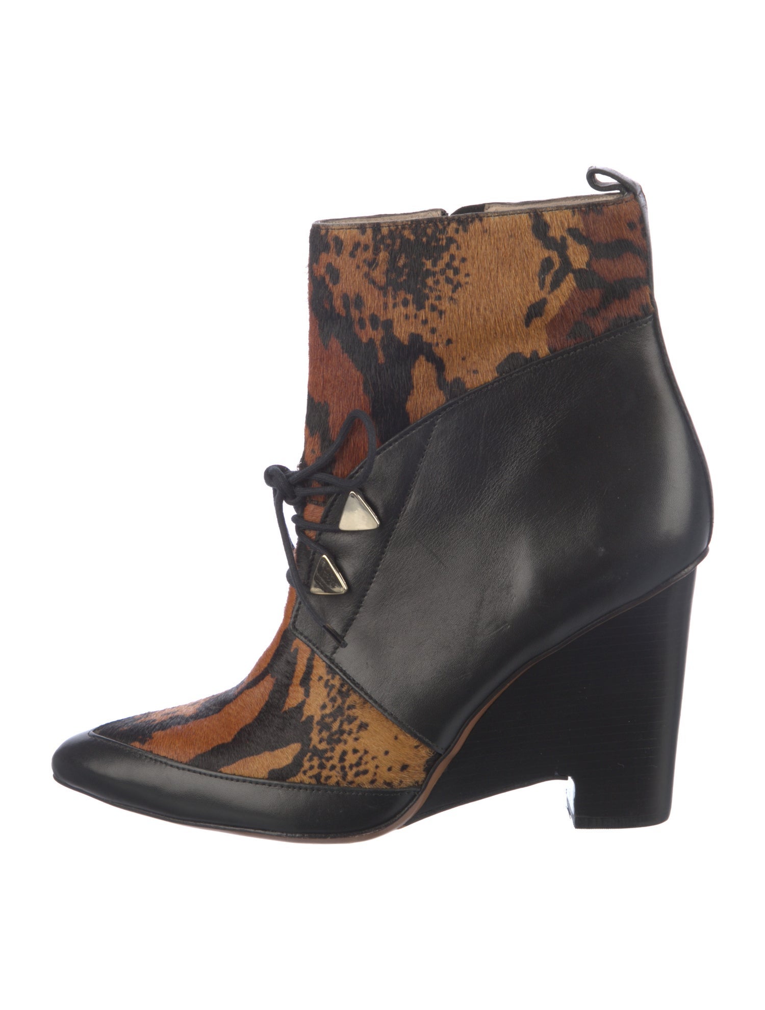 Derek Lam 10 Crosby Leather Animal Print Lace-Up Boots