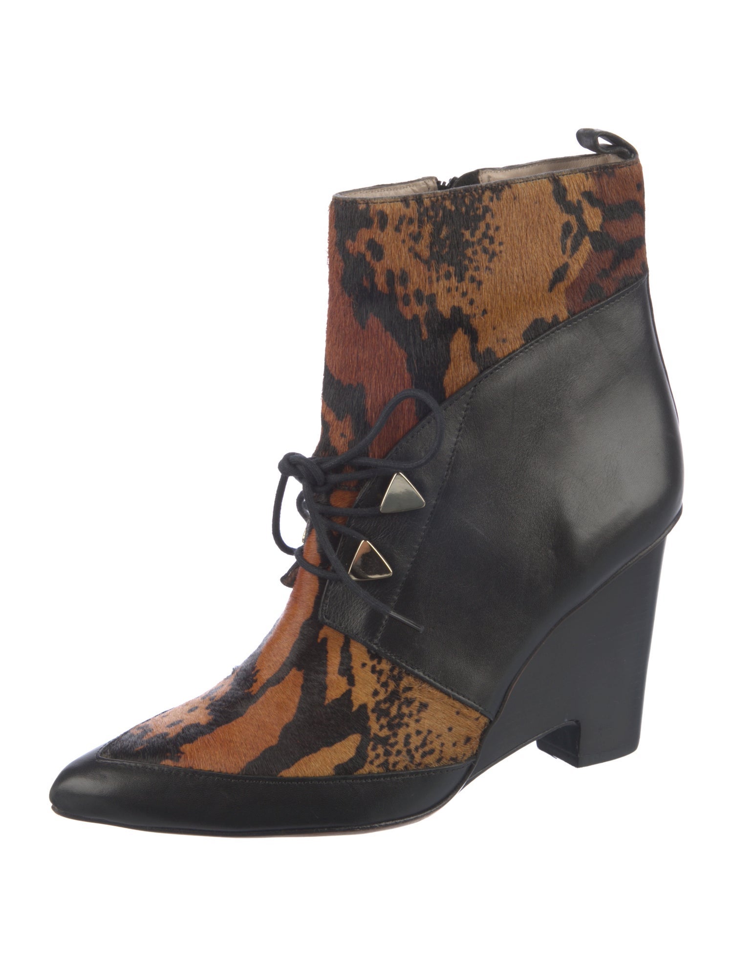 Derek Lam 10 Crosby Leather Animal Print Lace-Up Boots
