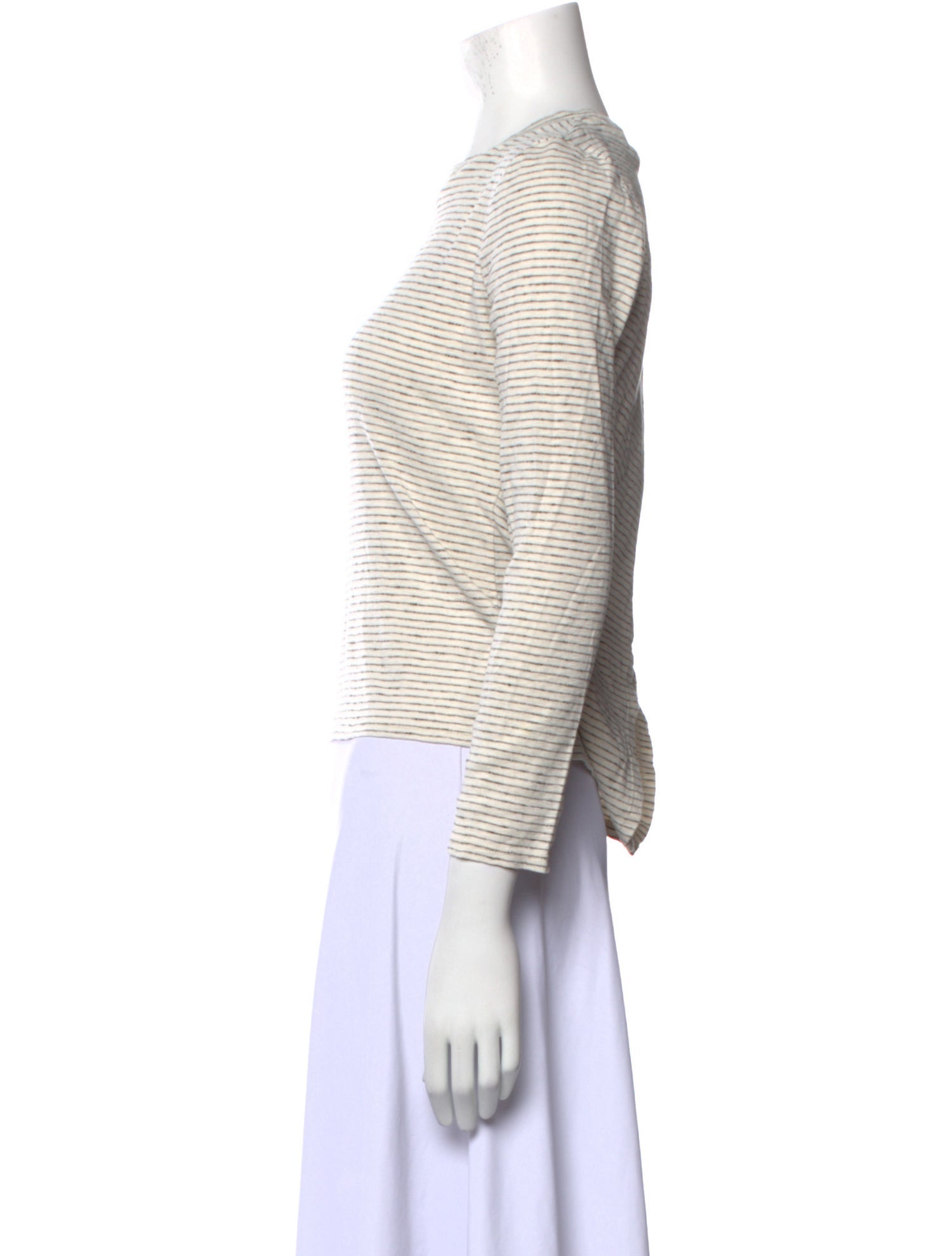 Derek Lam 10 Crosby Crew Neck Three-Quarter Sleeve Top