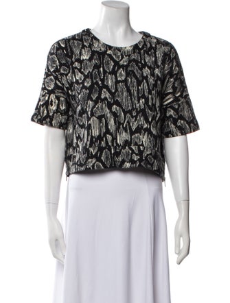 Derek Lam 10 Crosby Printed Scoop Neck Crop Top