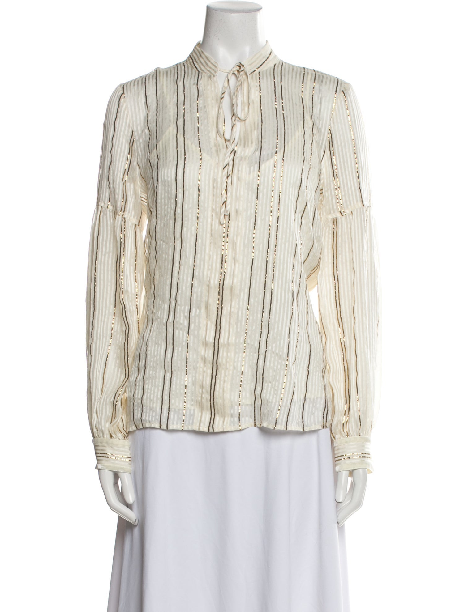 Derek Lam 10 Crosby Silk Striped Button-Up Top