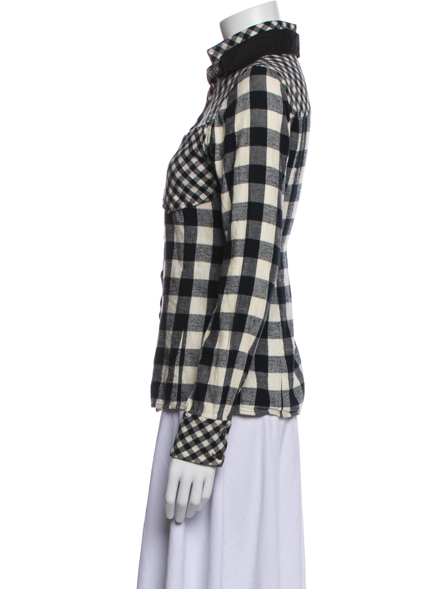 Derek Lam 10 Crosby Plaid Print Long Sleeve Button-Up Top