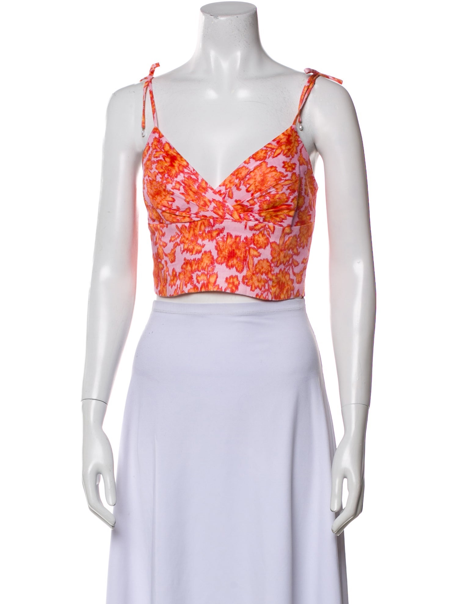 Derek Lam 10 Crosby Linen Floral Print Crop Top