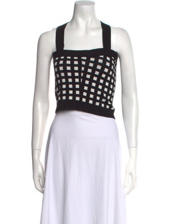 Derek Lam 10 Crosby Plaid Print Square Neckline Crop Top