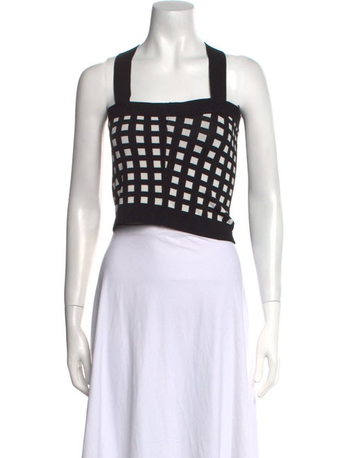 Derek Lam 10 Crosby Plaid Print Square Neckline Crop Top