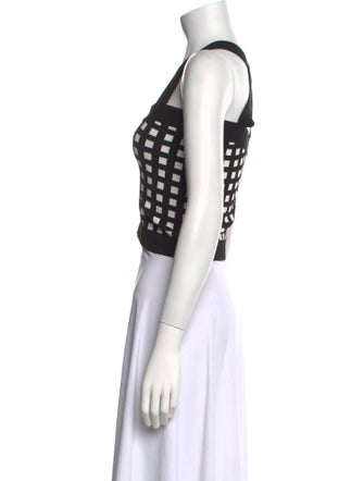 Derek Lam 10 Crosby Plaid Print Square Neckline Crop Top