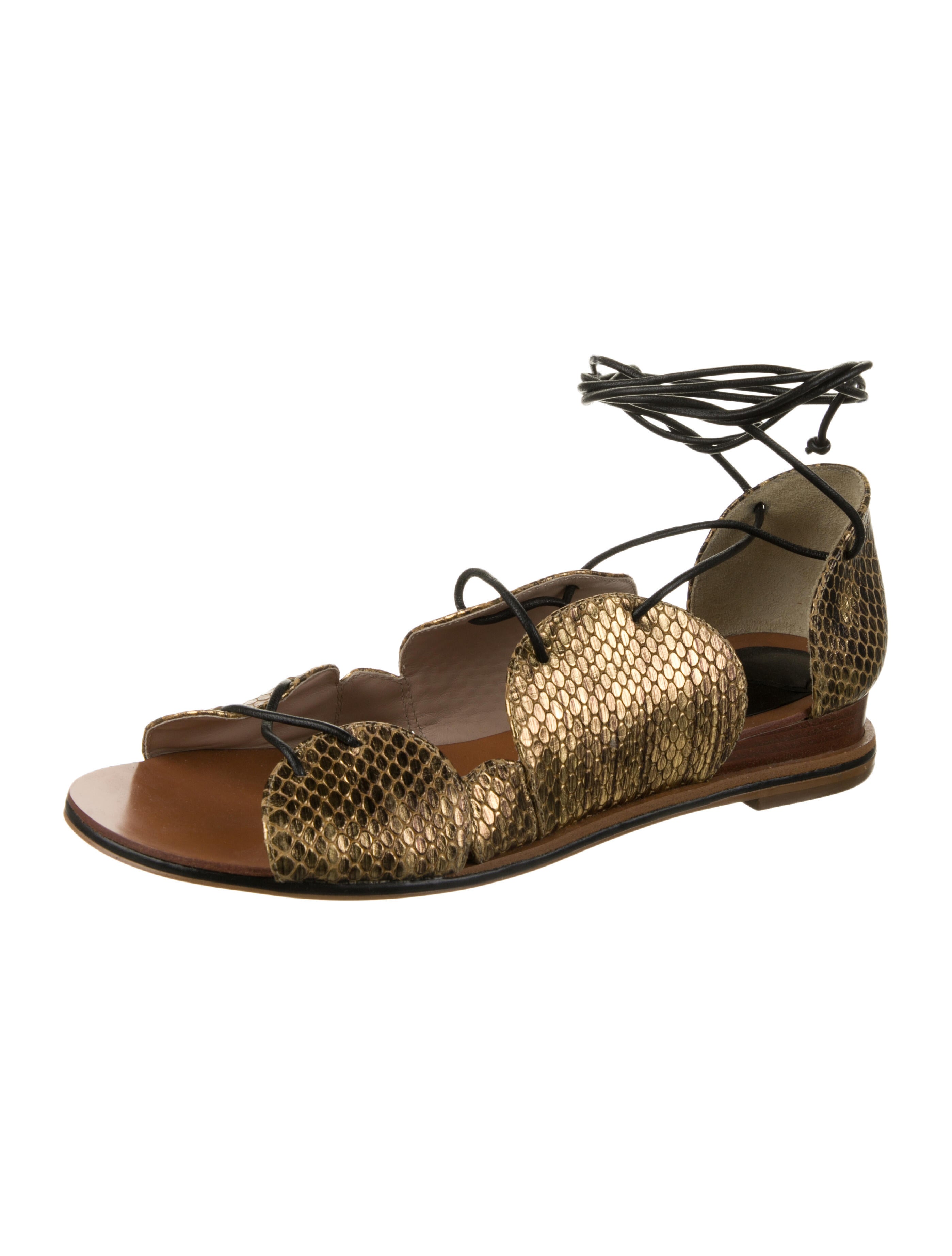 Derek Lam 10 Crosby Leather Animal Print Gladiator Sandals