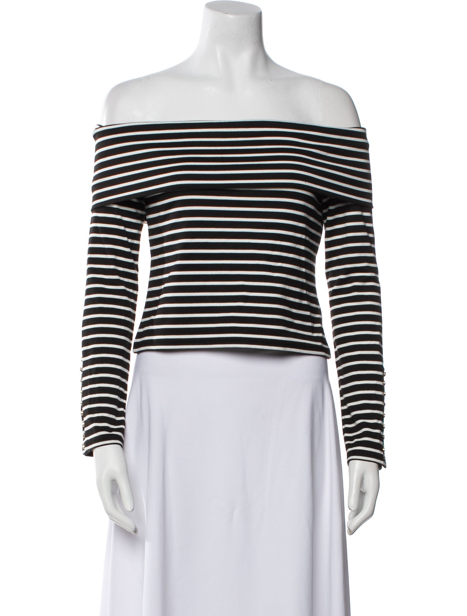 Derek Lam 10 Crosby Striped Off-The-Shoulder Crop Top