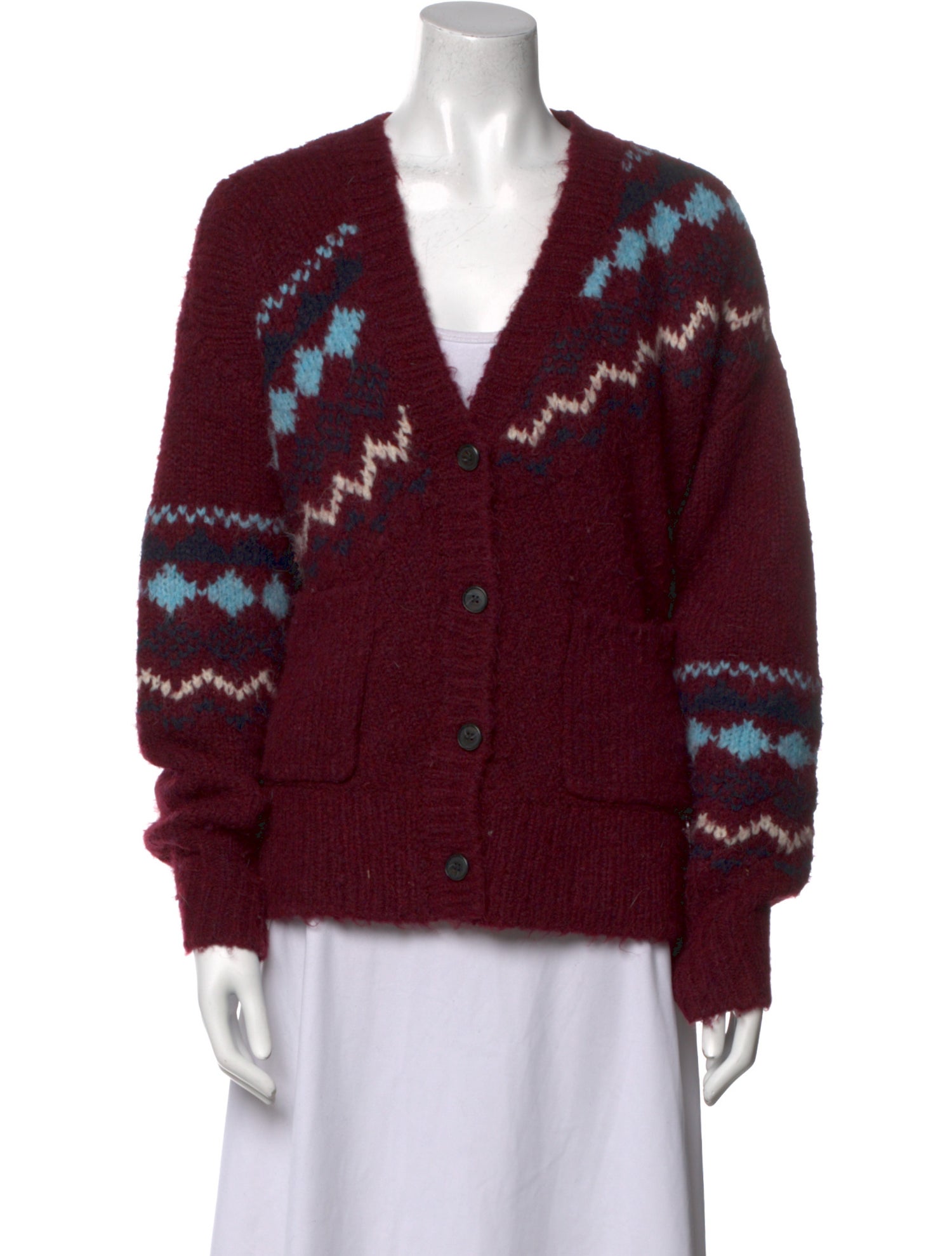 Derek Lam 10 Crosby Printed V-Neck Sweater