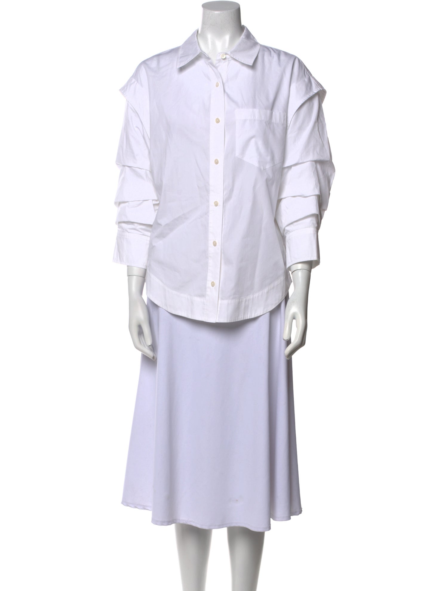 Derek Lam 10 Crosby Three-Quarter Sleeve Button-Up Top