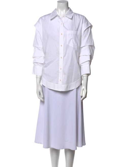 Derek Lam 10 Crosby Three-Quarter Sleeve Button-Up Top