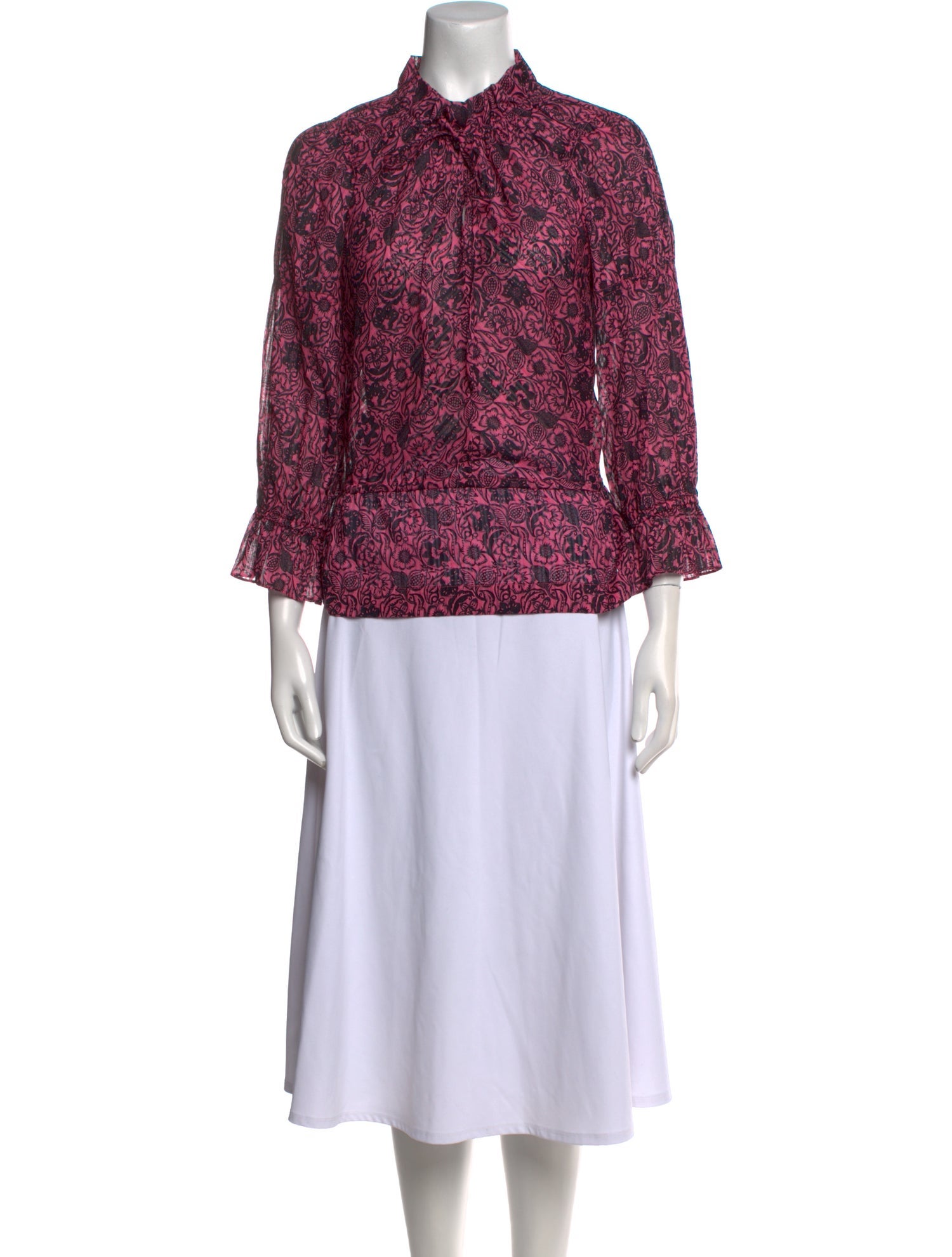 Derek Lam 10 Crosby Printed Mock Neck Blouse