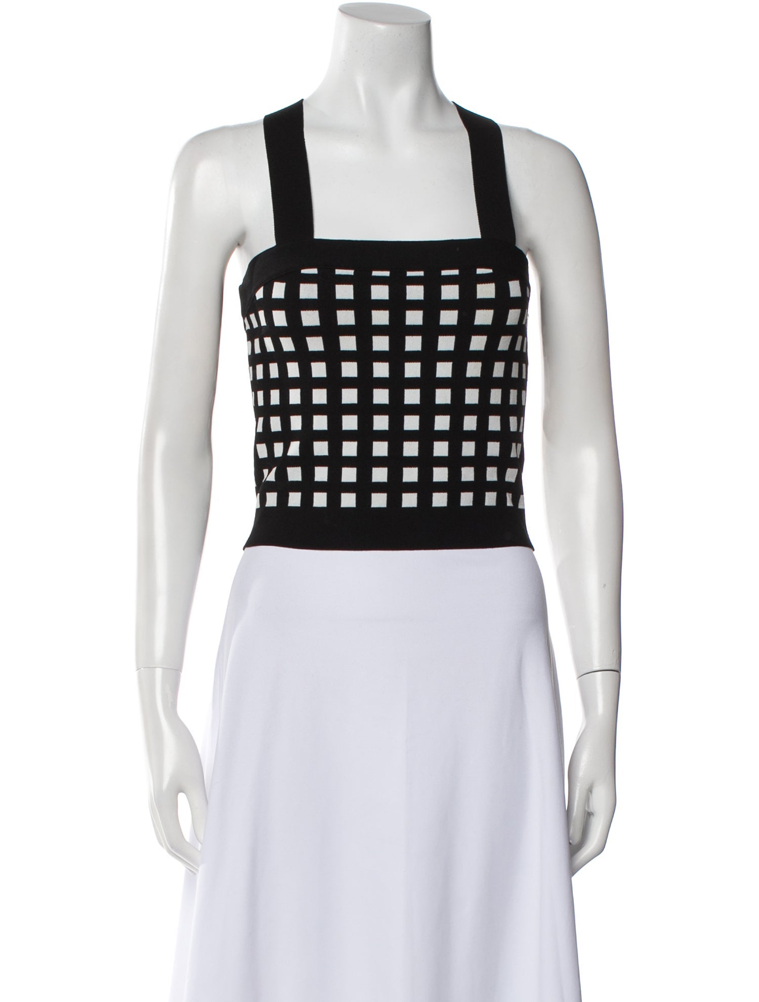 Derek Lam 10 Crosby Plaid Print Square Neckline Crop Top