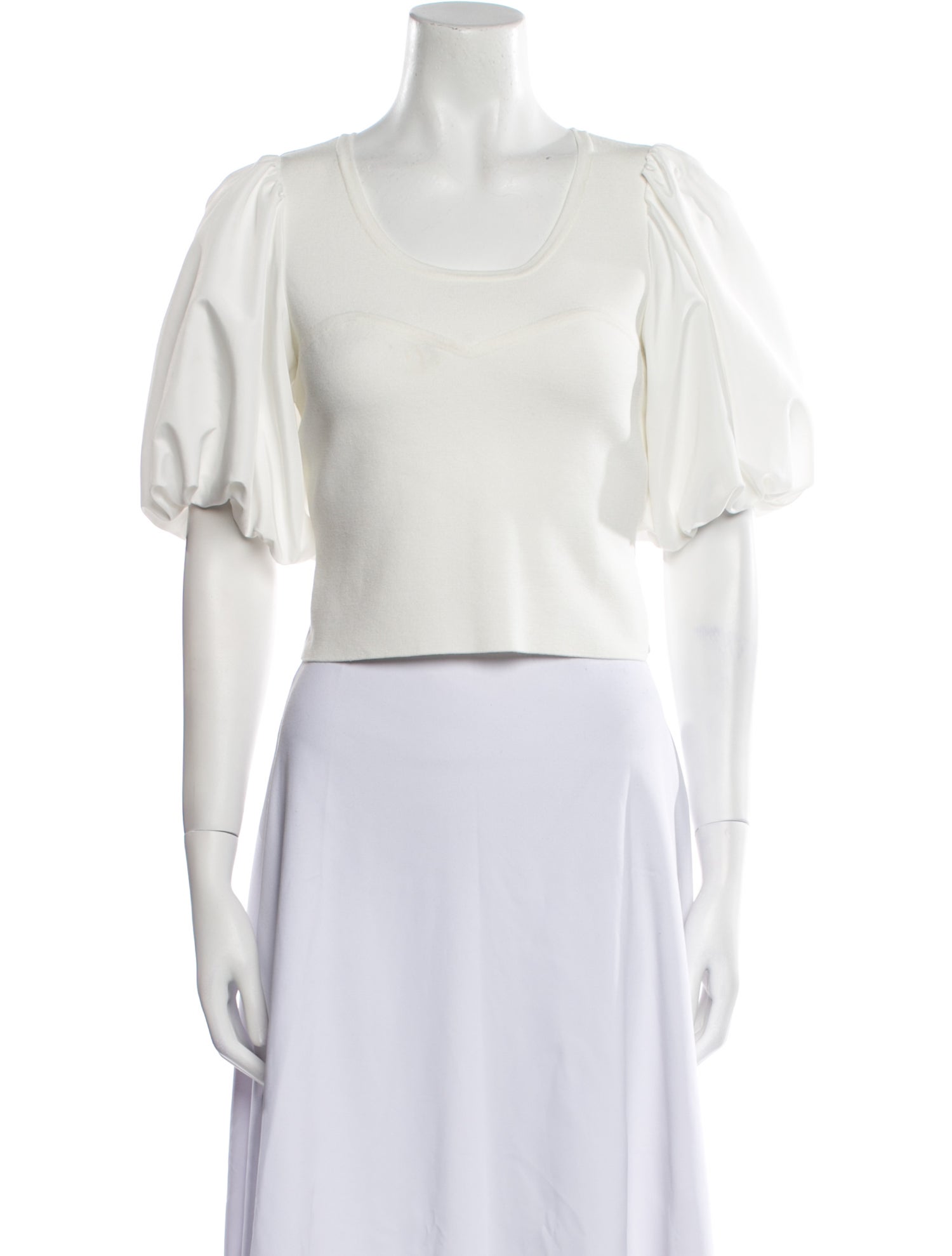 Derek Lam 10 Crosby Scoop Neck Short Sleeve Crop Top