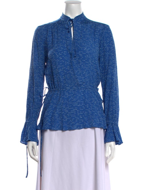 Derek Lam 10 Crosby Silk Mock Neck Button-Up Top