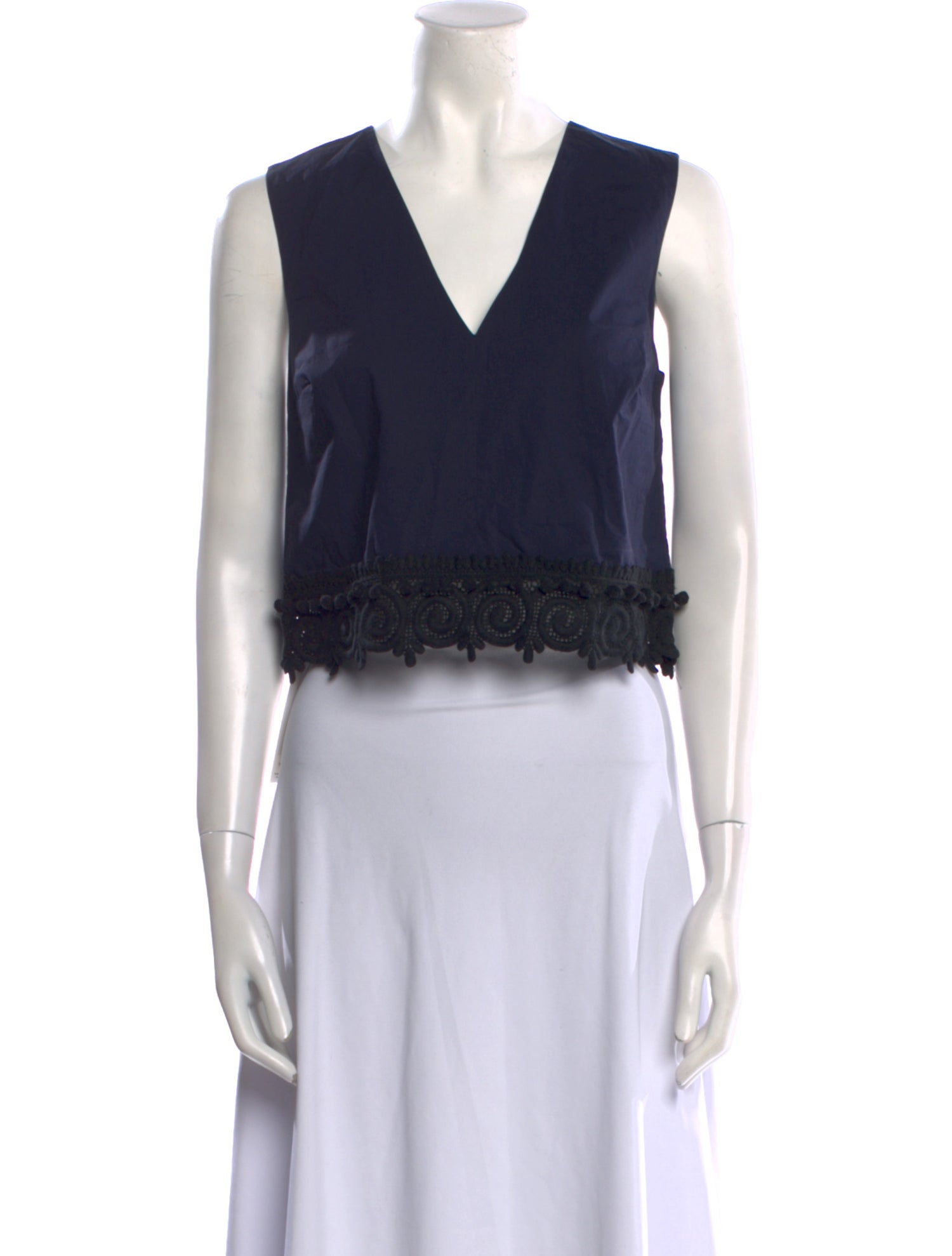 Derek Lam 10 Crosby V-Neck Sleeveless Crop Top
