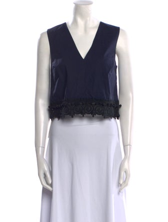 Derek Lam 10 Crosby V-Neck Sleeveless Crop Top