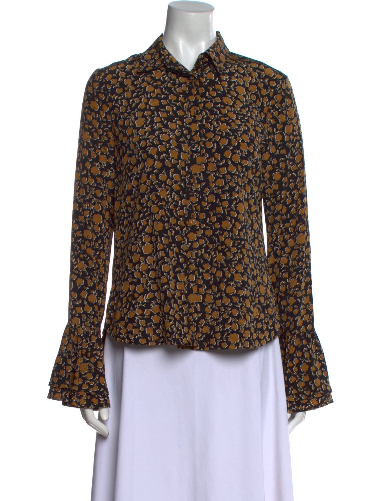 Derek Lam 10 Crosby Silk Printed Button-Up Top