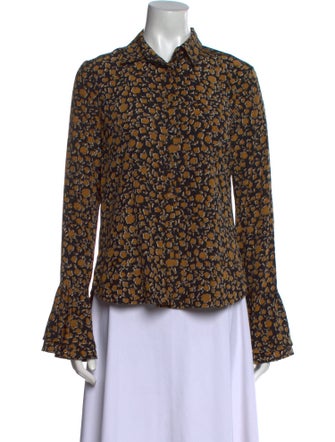 Derek Lam 10 Crosby Silk Printed Button-Up Top