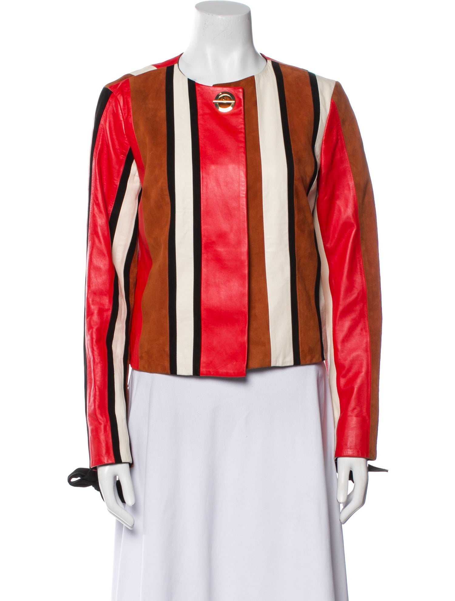 Derek Lam 10 Crosby Lamb Leather Striped Evening Jacket